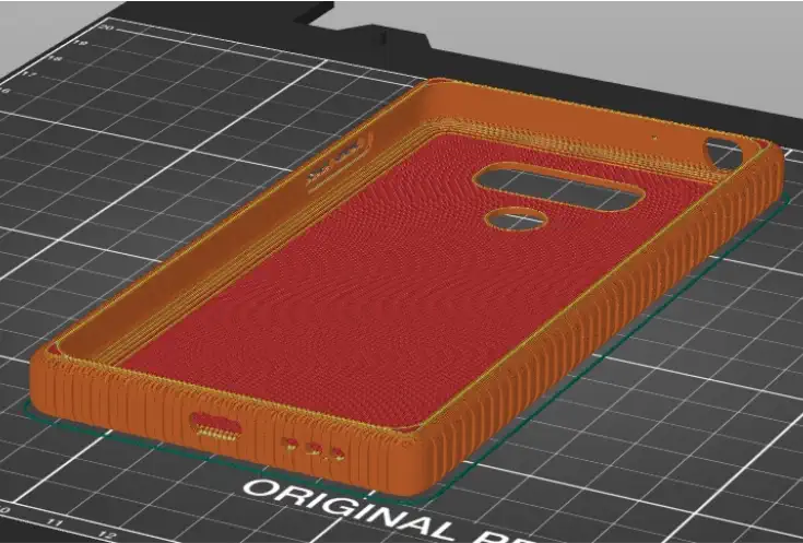 Slicer view of the phone case